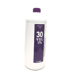 A 1 litre bottle of ammonia-free 30 vol cream soda lime, featuring a white plastic body with a prominent purple label and a purple cap, set against a plain white background.