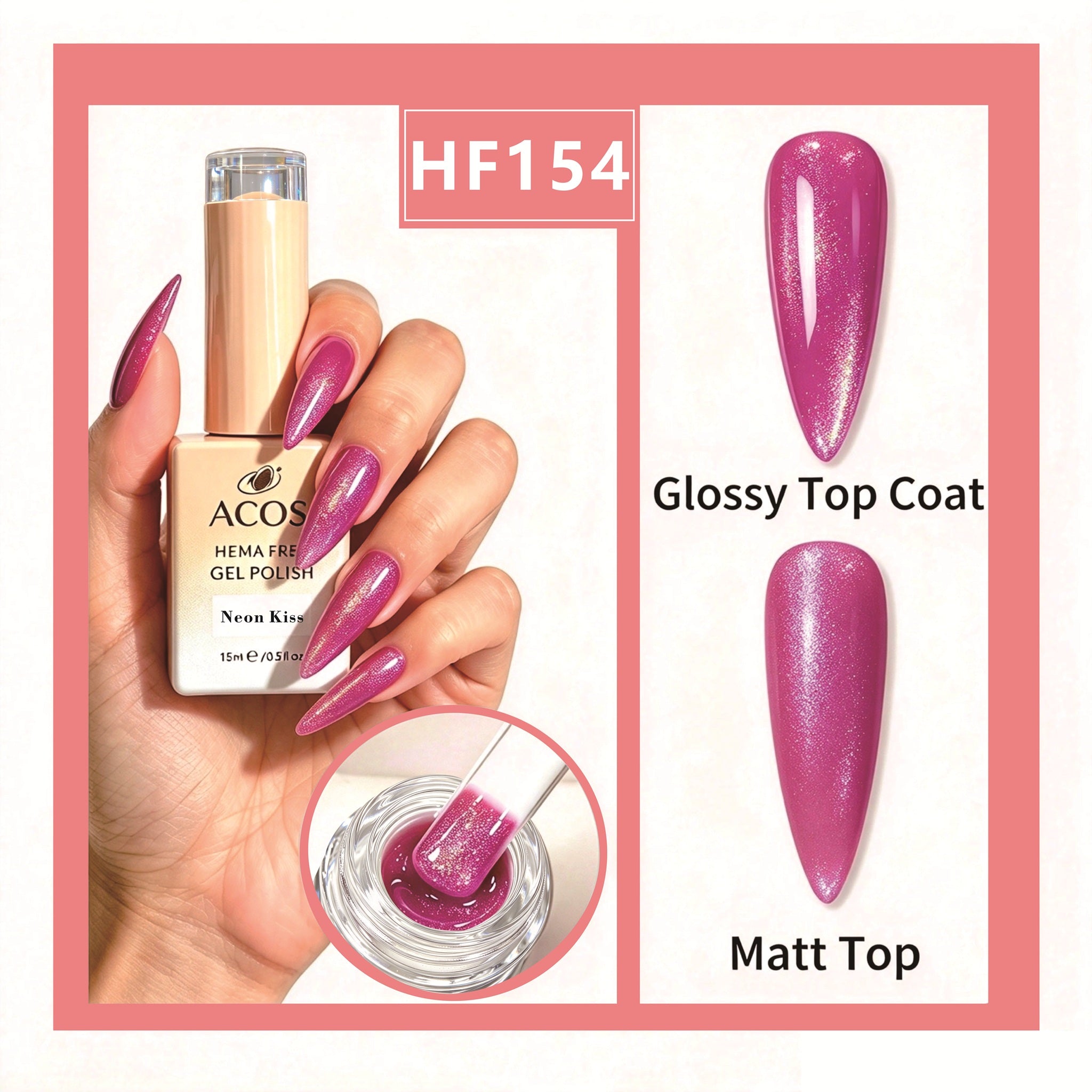 ACOS HEMA-free gel polish in Neon Kiss, colour 154
