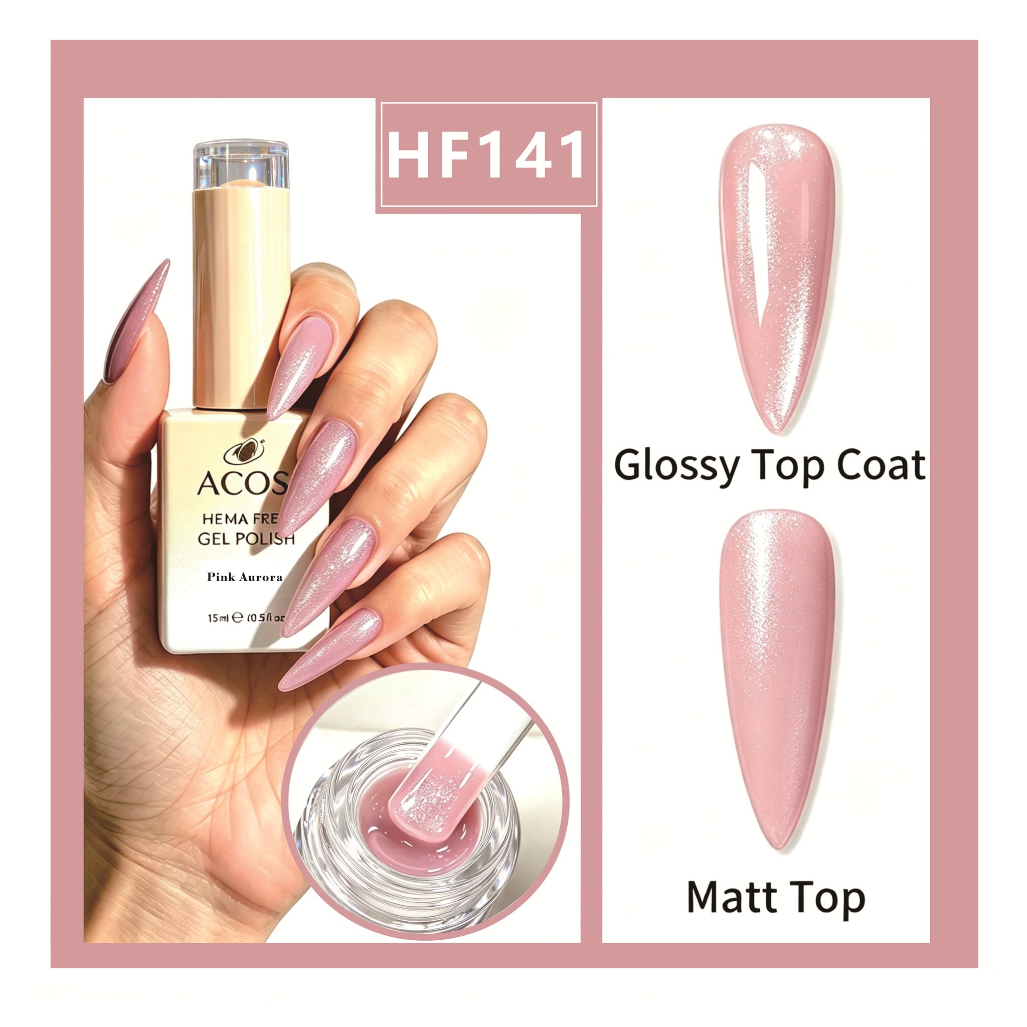 ACOS HEMA-free gel polish in Pink Aurora, colour 141