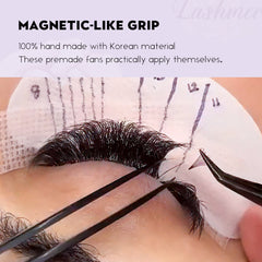 XL tray-Short Stem Premade Fans | Lashmer | C, D Curl--10D - 20 Lines - 480 Fans, Ultra Black - Lashmer
