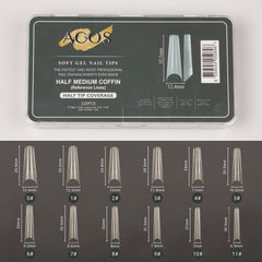 ACOS Soft Gel Nail Tips (Half Tip with lines) -Coffin (320pcs/box)