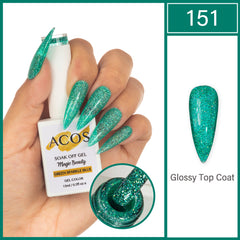ACOS Magic Beauty Gel Polish Green Sparkle Blue(151)