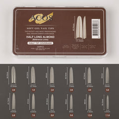 ACOS Soft Gel Nail Tips (Half Tip with lines) -Long Almond(320pcs/box)