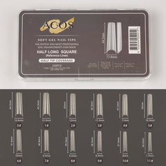 ACOS Soft Gel Nail Tips (Half Tip with lines) -Square (320pcs/box)