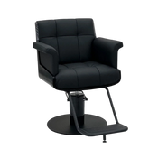 Black salon chair on a white background