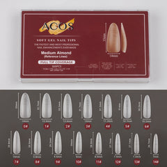ACOS Soft Gel Nail Tips (Full Tip with lines) -Medium Almond(312pcs/box)