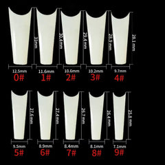 Coffin Natural Nail Tips, Half-Well 500pcs Pack (Sizes #0-9)