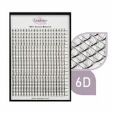 6D (thickness 0.07) Long Stem Premade Fans | Lashmer | Ultra Black
