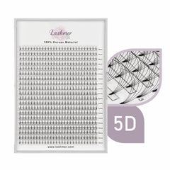 XL tray-Short Stem Premade Fans | Lashmer | C, D Curl--5D (thickness 0.05)- 20 Lines - 560 Fans, Ultra Black - Lashmer