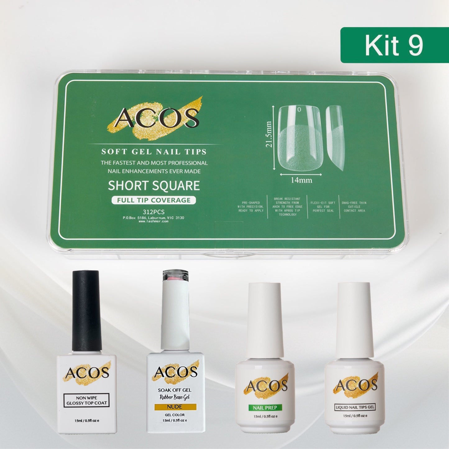 ACOS Soft Gel Press On Nail Kit (Rubber base Gel) - Lashmer