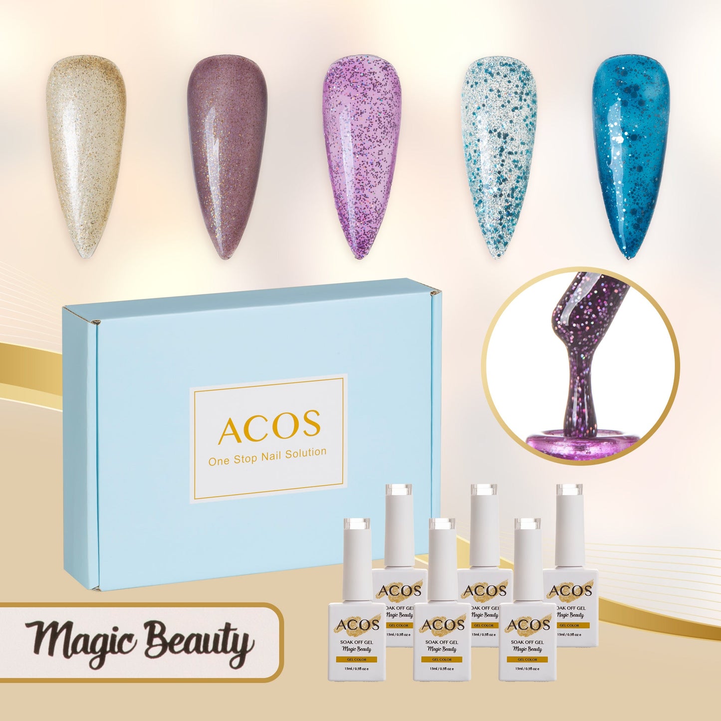 ACOS Gel Polish 6pcs Set (Glitter Mogul )