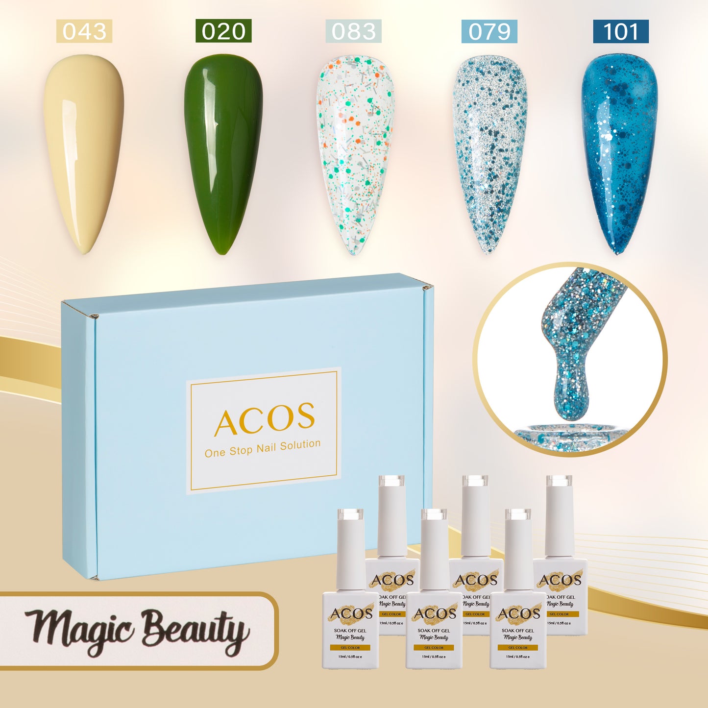 ACOS Gel Polish 5pcs Set (Charming X'mas )