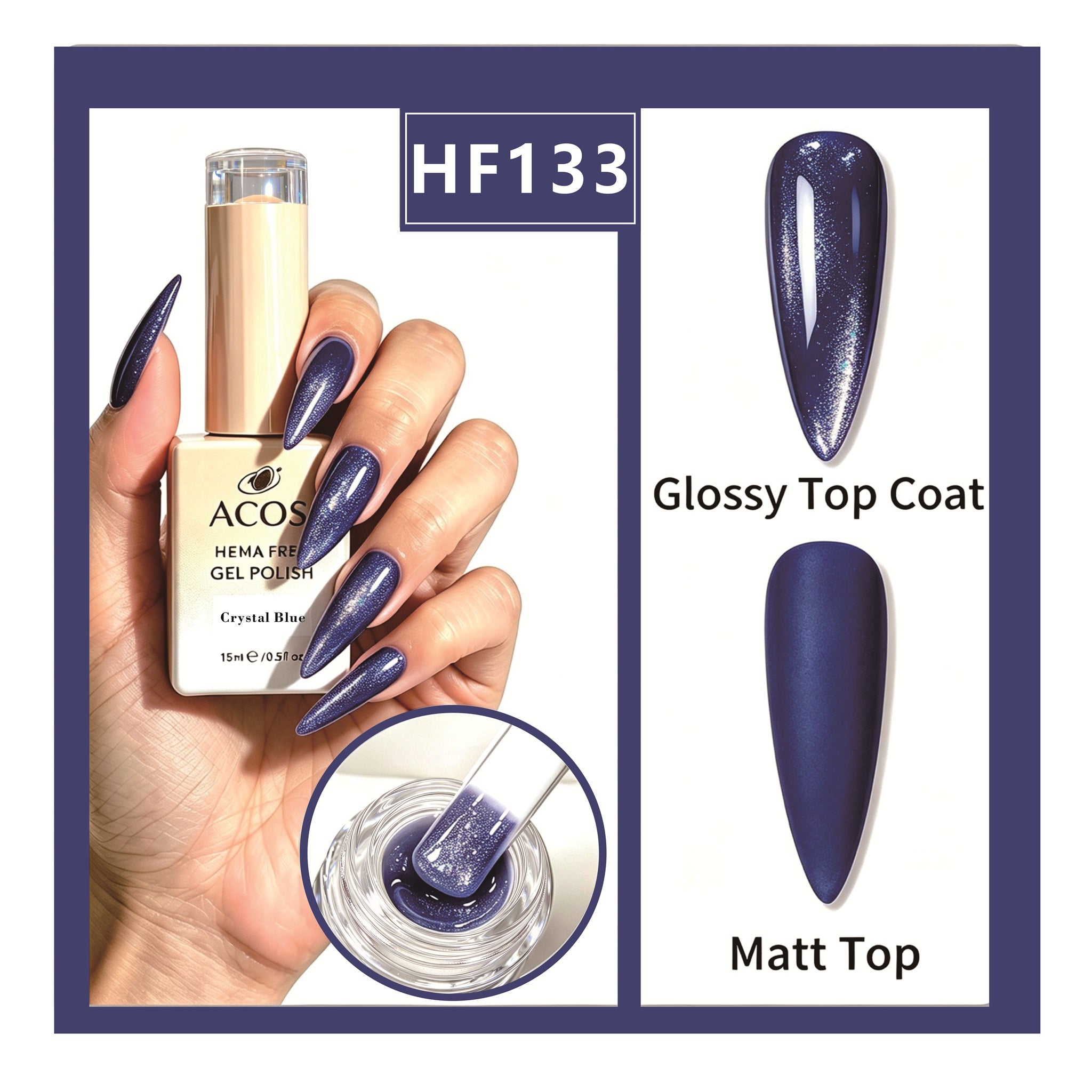 ACOS HEMA-free gel polish in Crystal Blue, colour 133