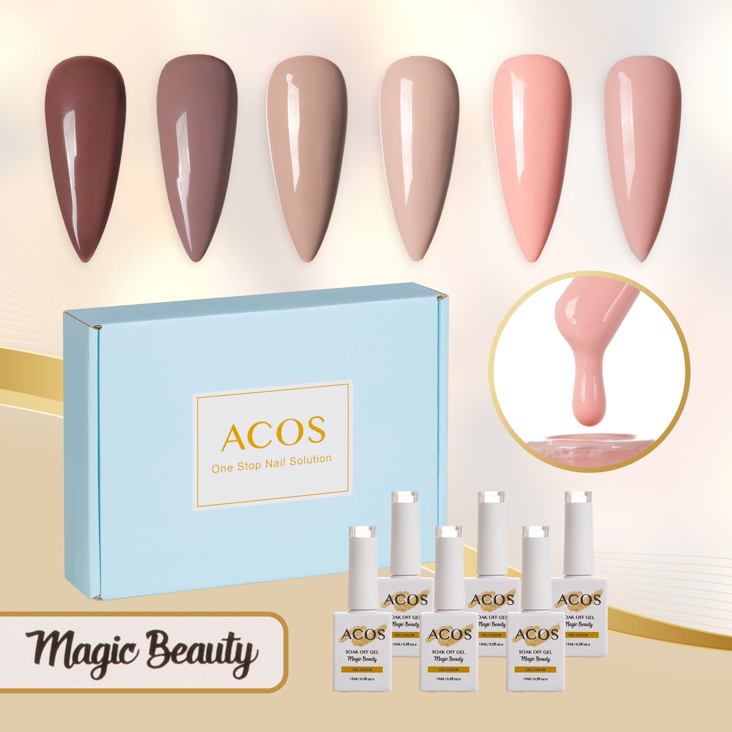 ACOS Gel Polish 6pcs Set (Nude Colour )