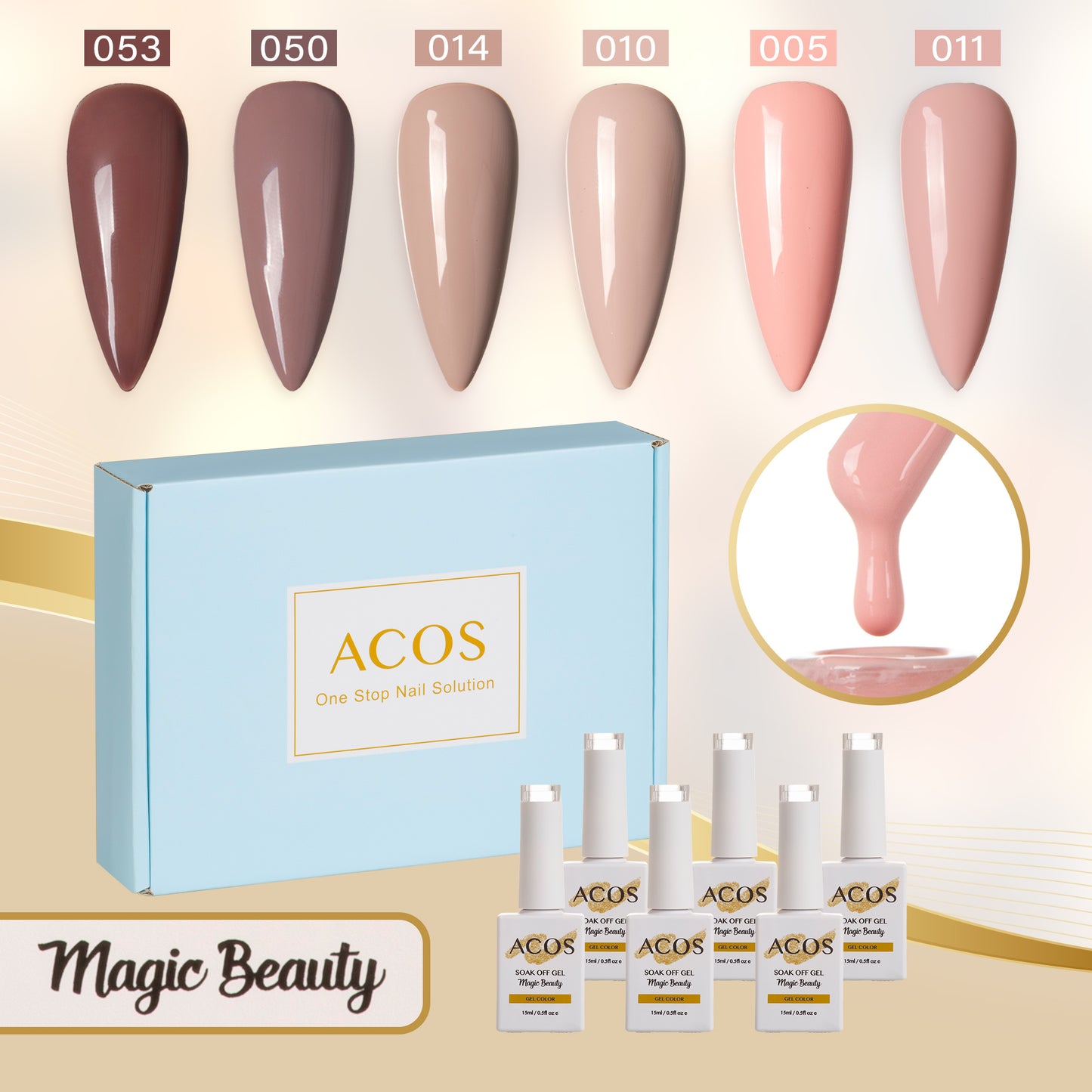 ACOS Gel Polish 6pcs Set (Nude Colour )