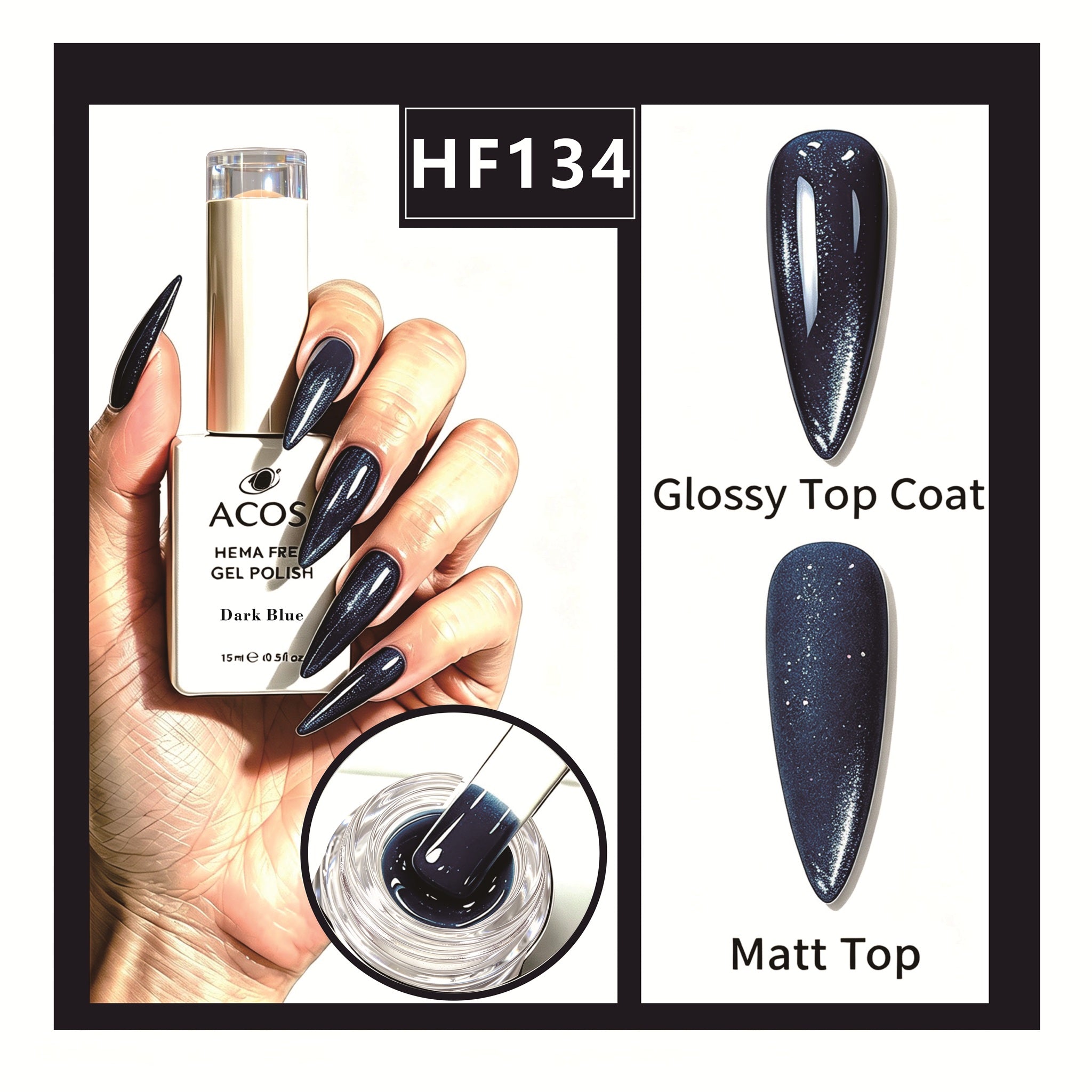 ACOS HEMA-free gel polish in Dark Blue, colour 134