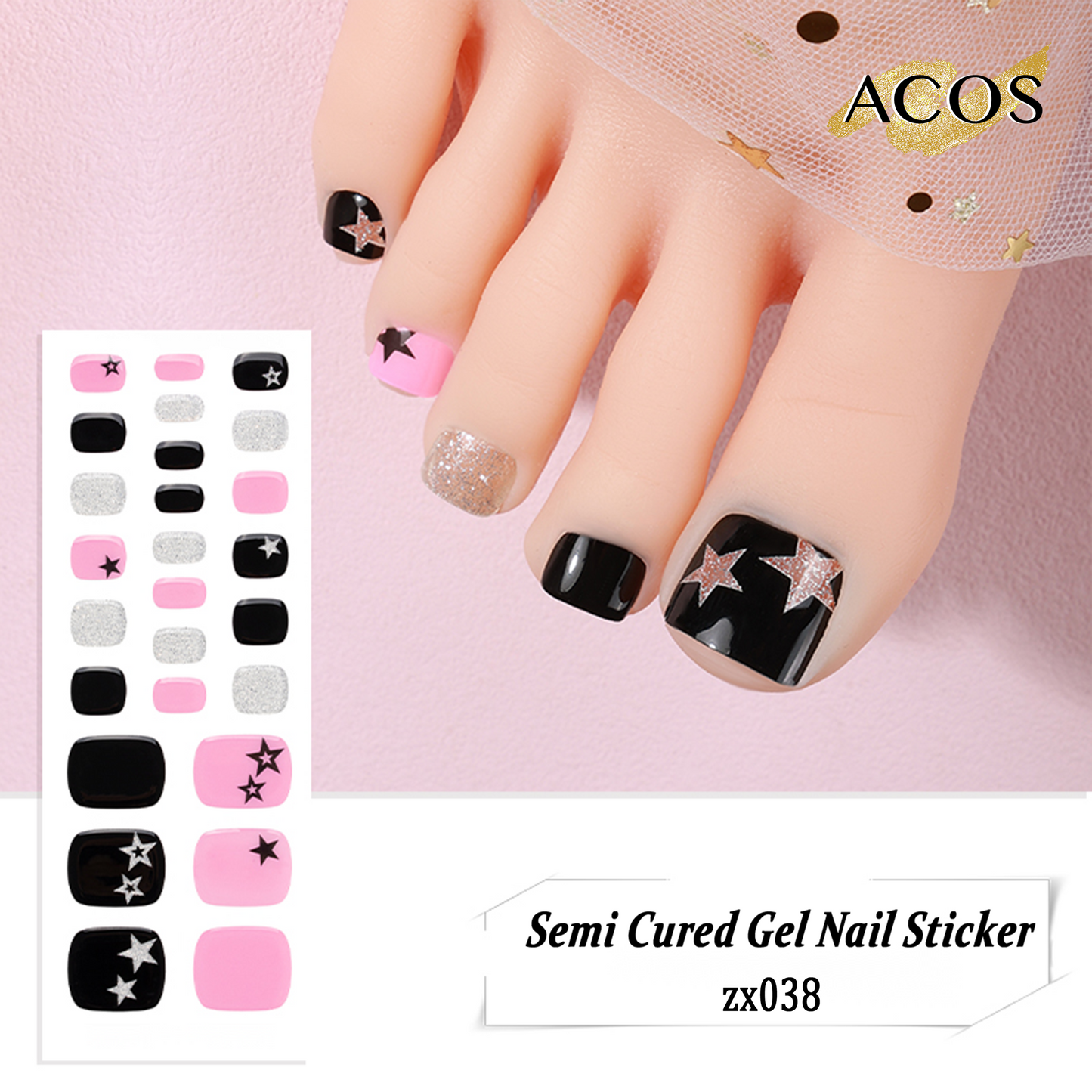 ACOS Semi Cured Gel Sticker for Feet -- Style #038