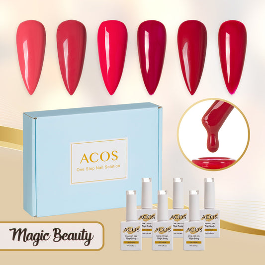 ACOS Gel Polish 6pcs Set (Red Colour )