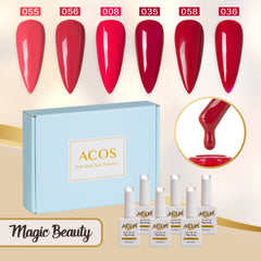 ACOS Gel Polish 6pcs Set (Red Colour )