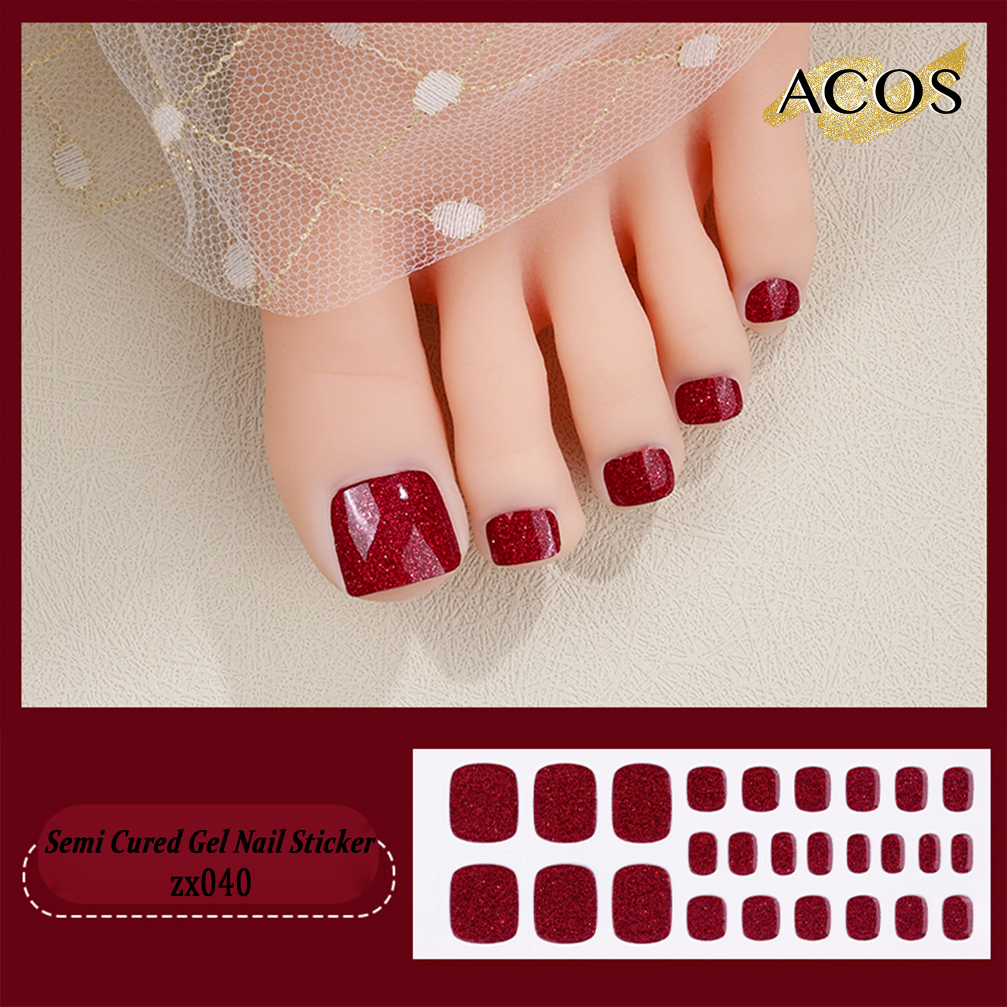 ACOS Semi Cured Gel Sticker for Feet -- Style #040