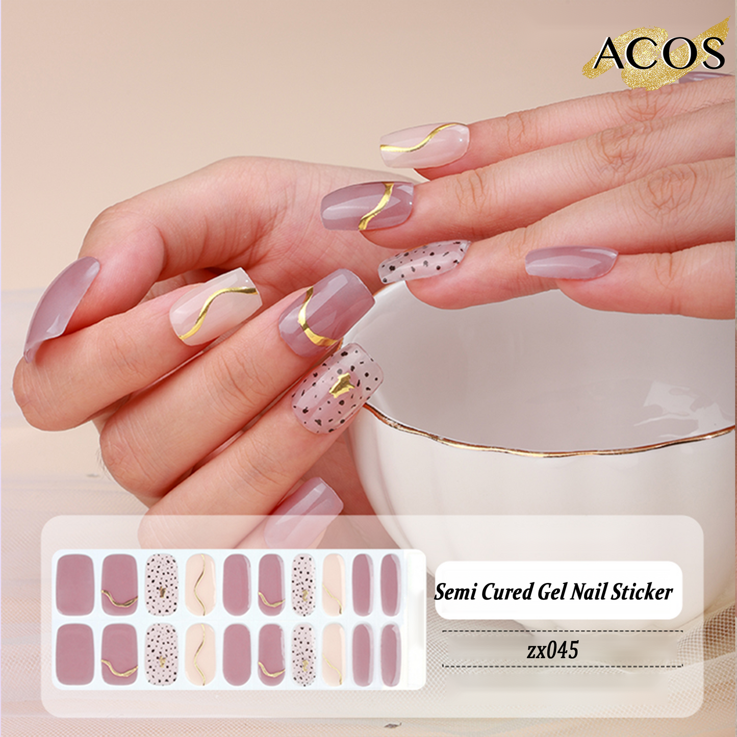 ACOS Semi Cured Gel Sticker -- Style #045