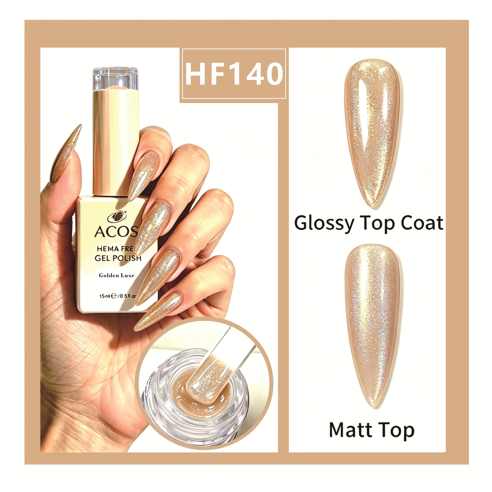 ACOS HEMA-free gel polish in Golden Luxe, colour 140