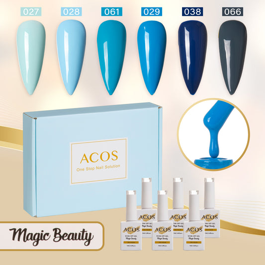 ACOS Gel Polish 6pcs Set (Blue Colour )