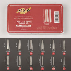 ACOS Soft Gel Nail Tips (Half Tip with lines) -Coffin (320pcs/box)