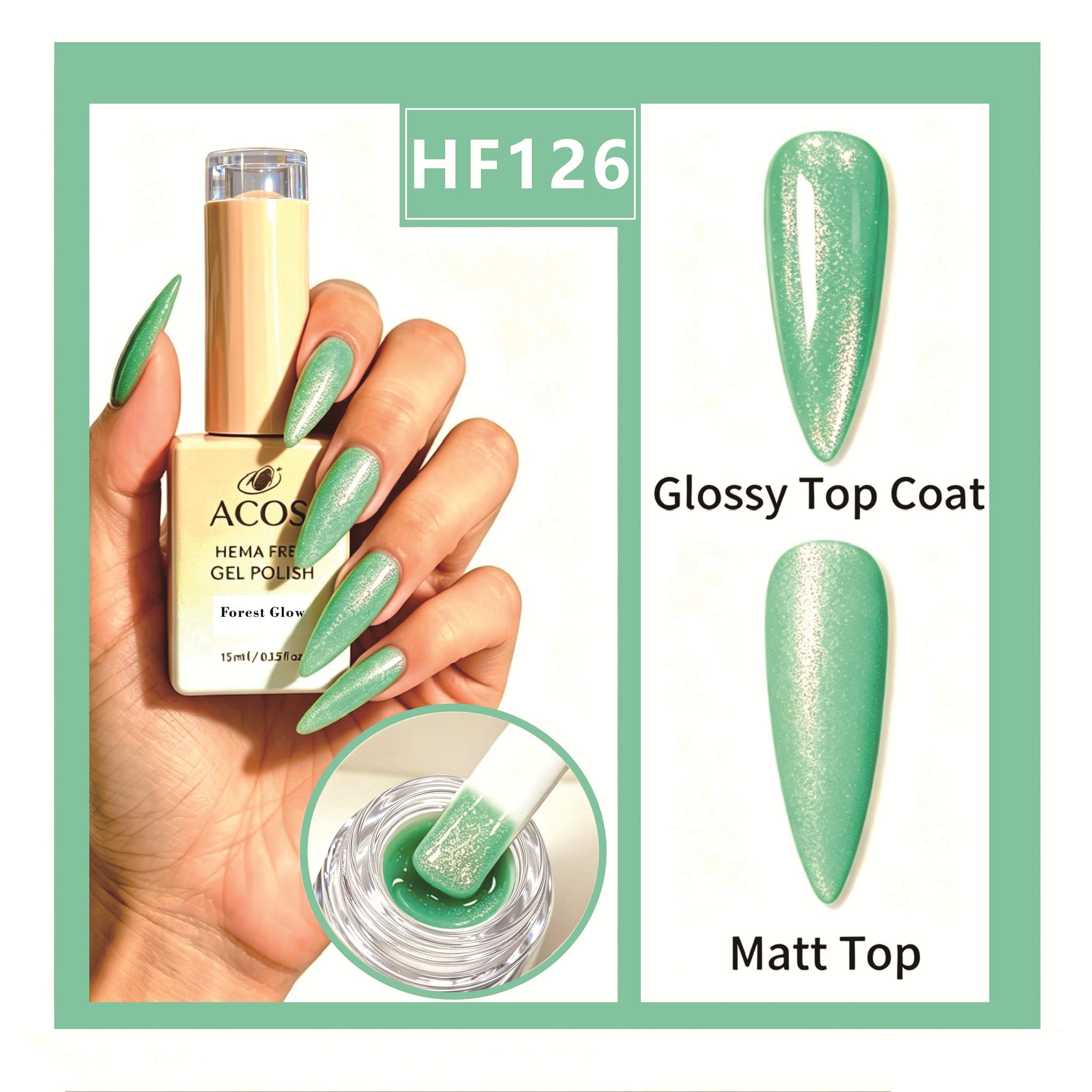 ACOS HEMA-free gel polish in Forest Glow, colour 126