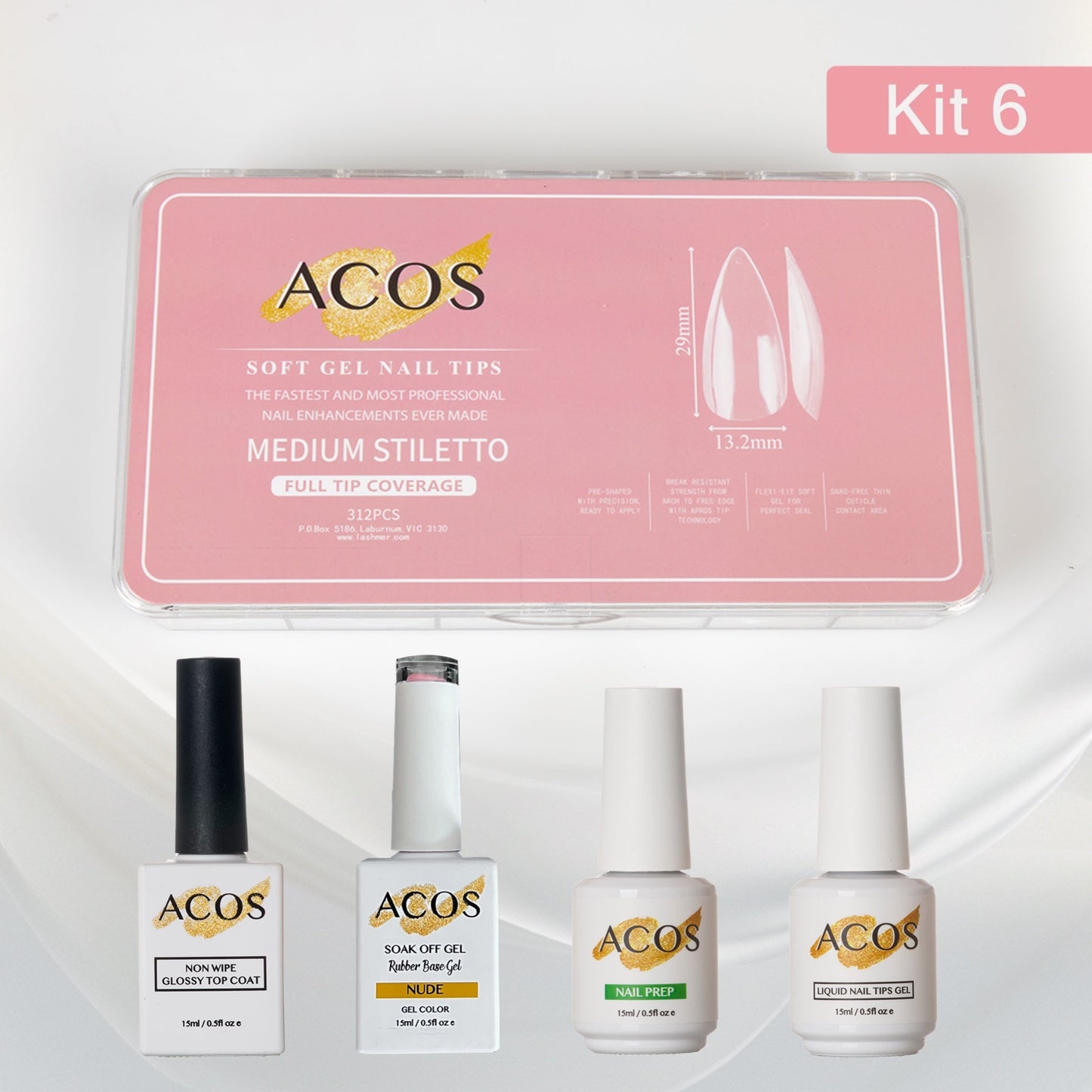 ACOS Soft Gel Press On Nail Kit (Rubber base Gel) - Lashmer