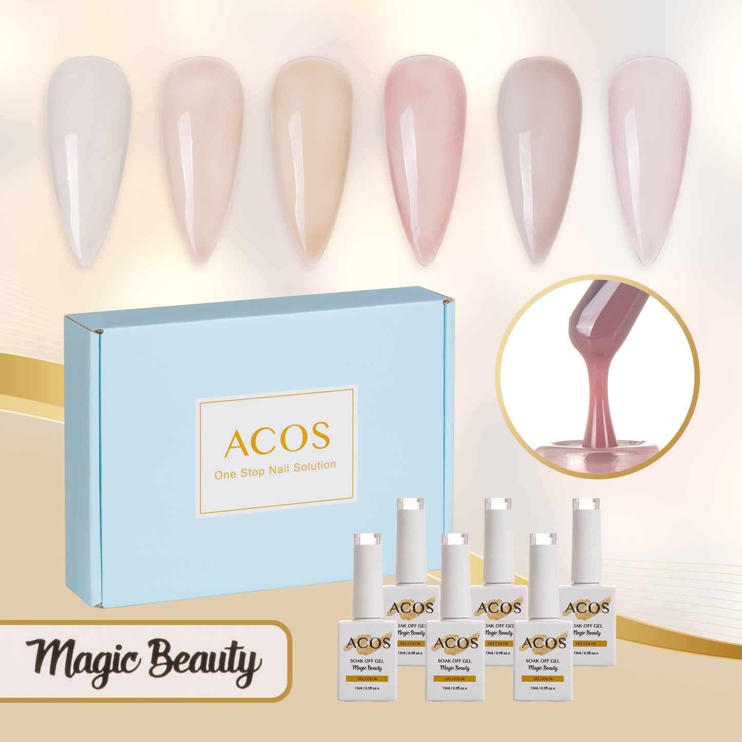 ACOS Gel Polish 6pcs Set (Nude Transparent Colour )