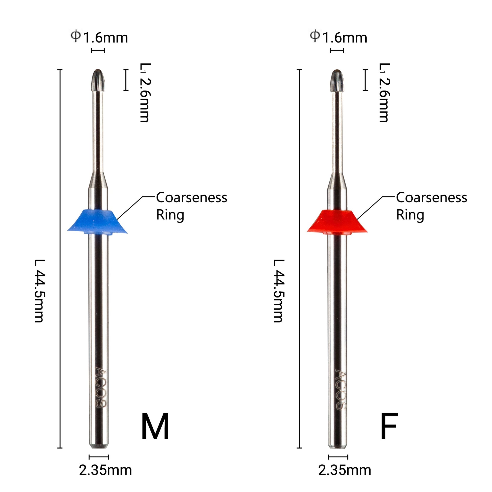 ACOS 1.6mm Cuticle clean Nail Drill Bits - Lashmer