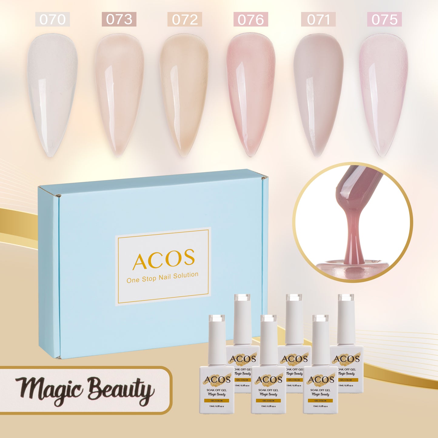 ACOS Gel Polish 6pcs Set (Nude Transparent Colour )