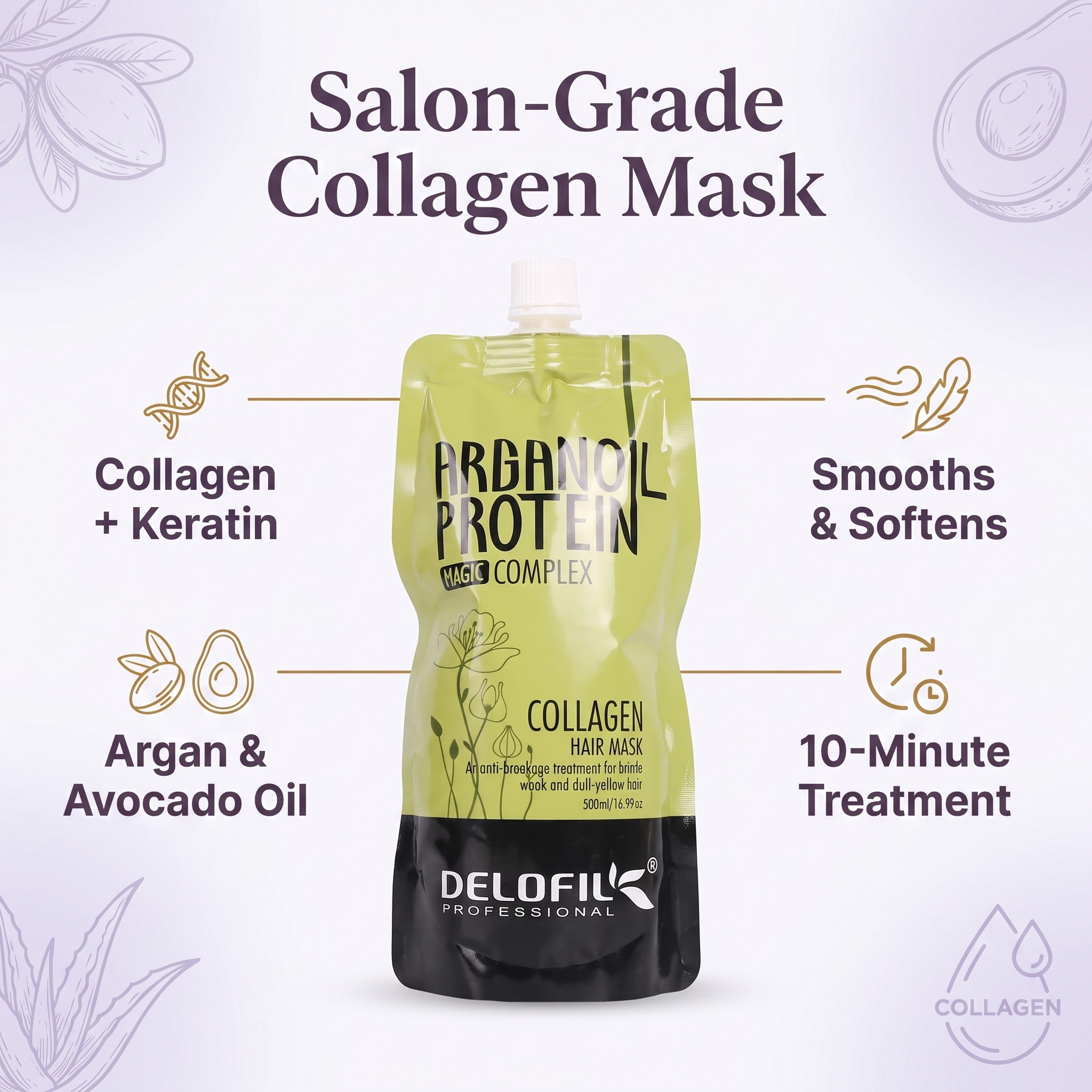 Delofil MIracle Collagen Hair Mask 500ml - MV hair and beauty