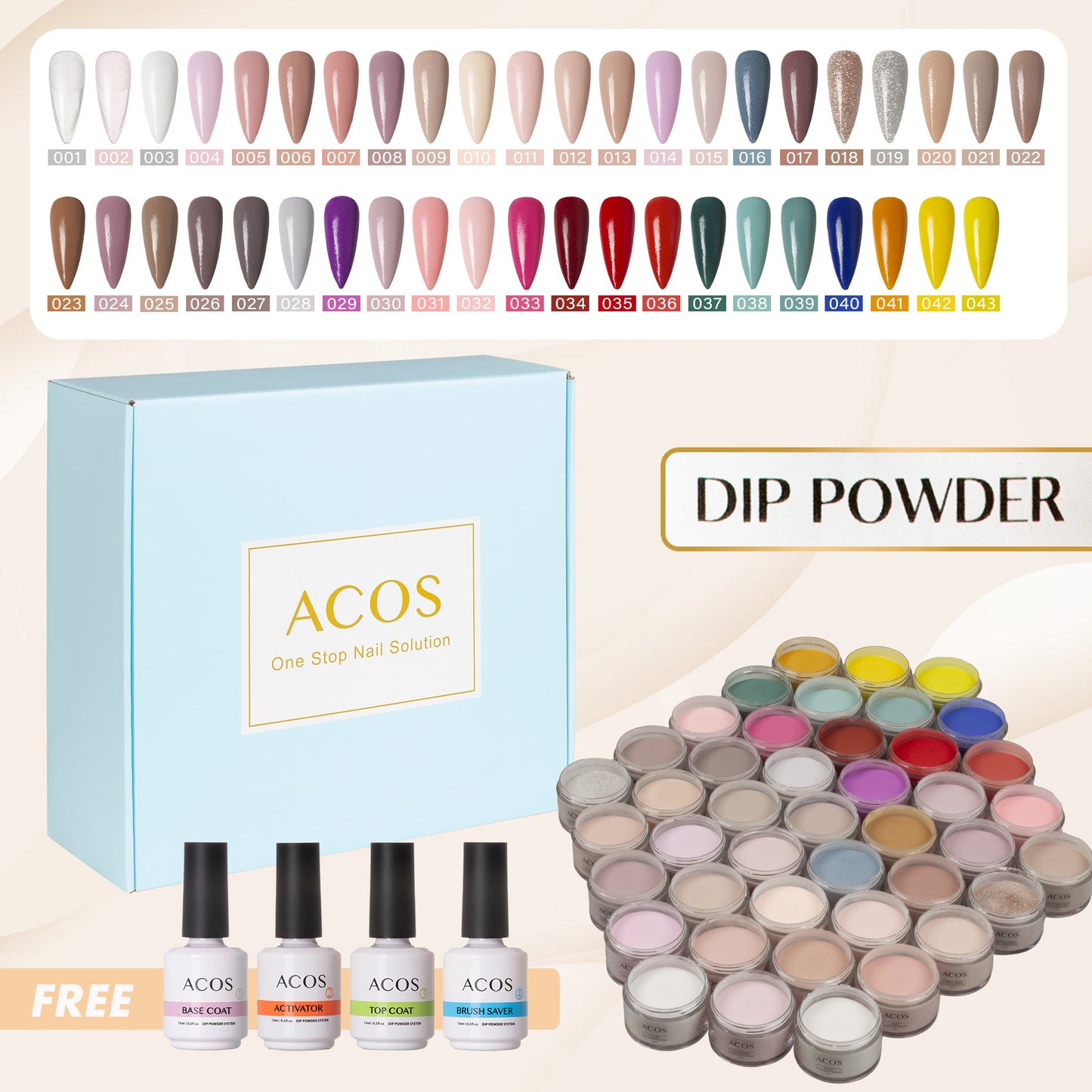 ACOS Dipping Powder Colour Set (43 Colours)