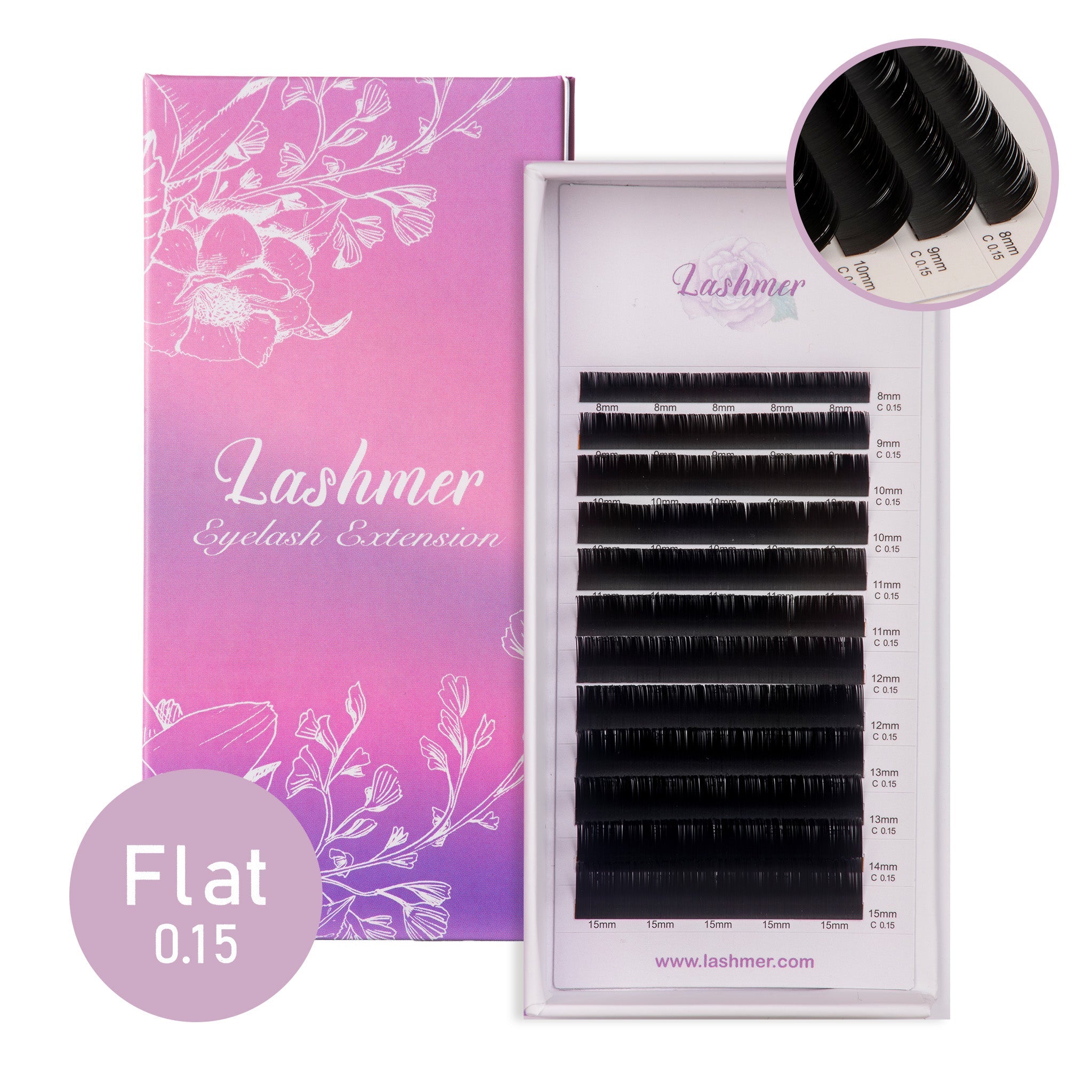 Matt Black Flat  Lashes (0.15/0.20) D Curl - Lashmer