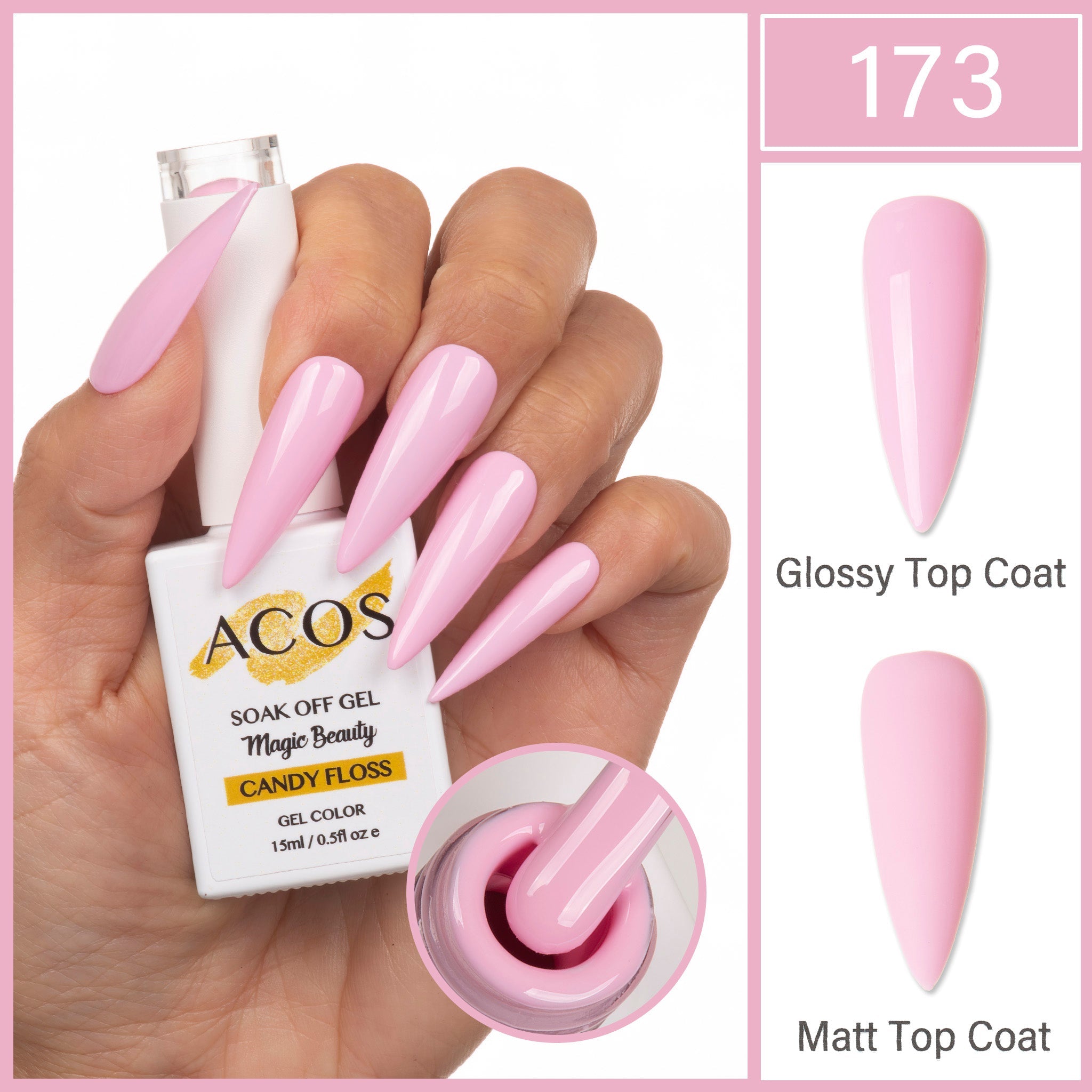 ACOS Magic Beauty Gel Polish Colour CANDY FLOSS (173) - Lashmer