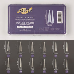 ACOS Soft Gel Nail Tips (Half Tip with lines) -Long Stiletto(320pcs/box)