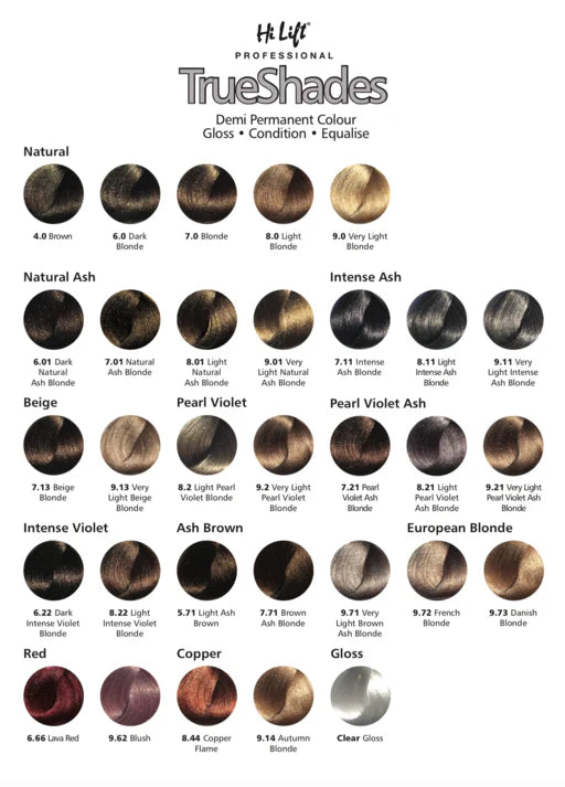 Hi Lift True Shades Demi Permanent Colour 75ml *Choose colour - Lashmer