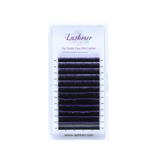 Purple Fast and Easy Fans Eyelashes  C Curl  (0.07) - Lashmer Nails&Eyelashes Supplier