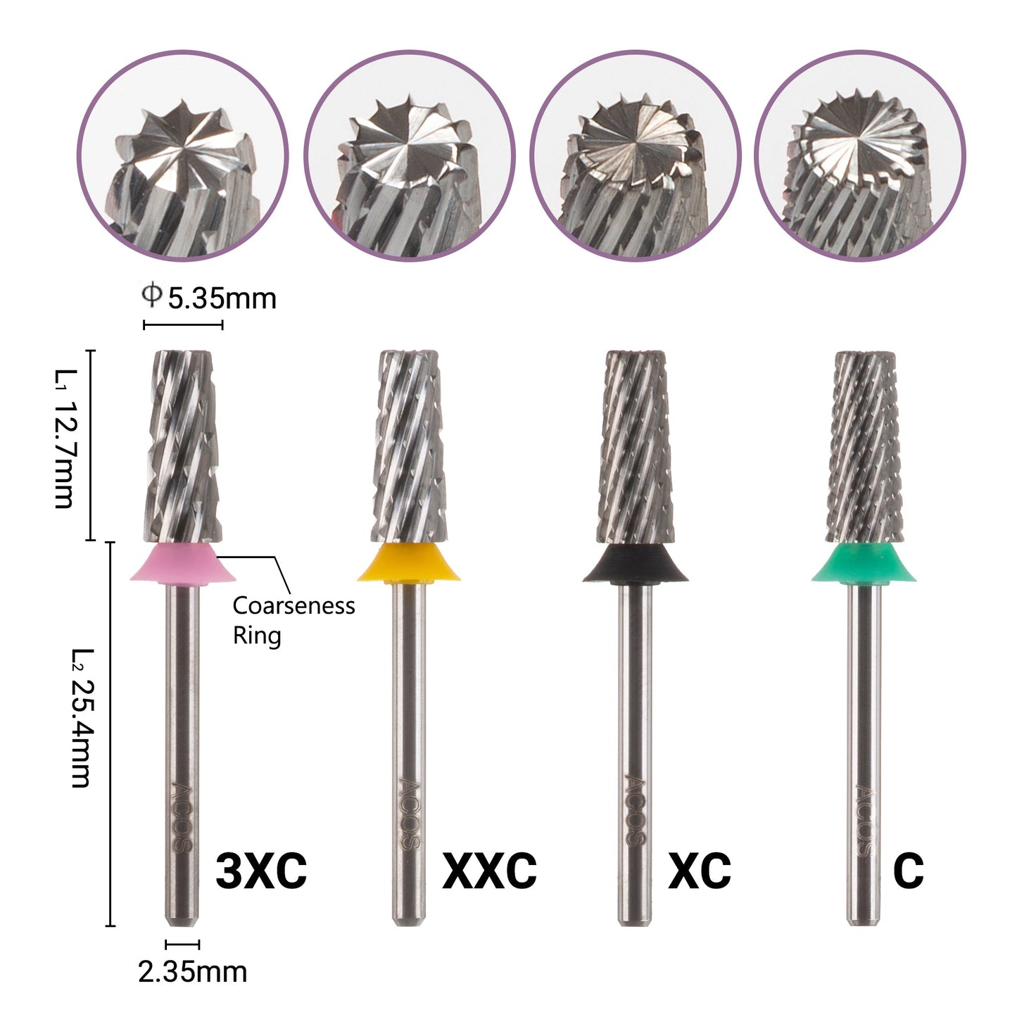 ACOS 5 in 1 Tungsten Carbide Nail Drill Bit (Cross Cut#001)