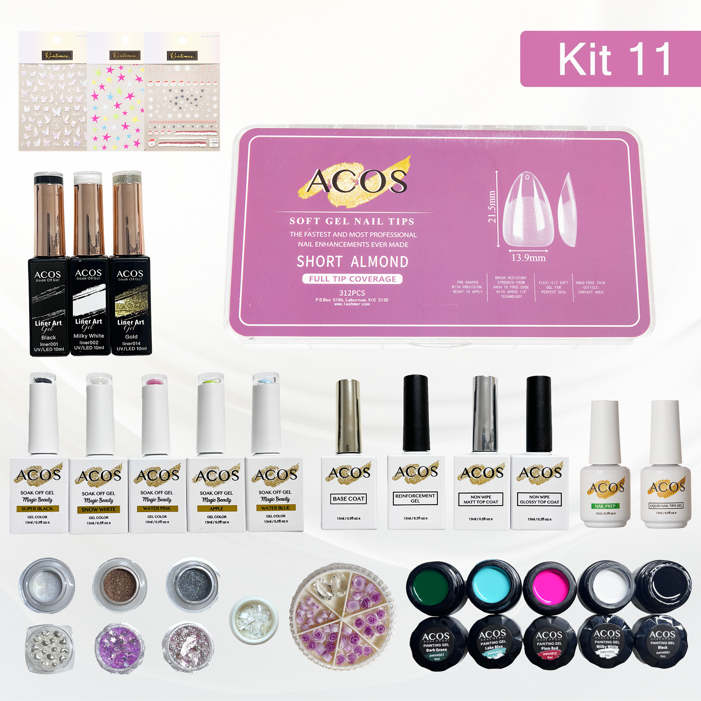 ACOS Soft Gel Press On Nail Kit (Full Nail Art Kit #001) - Lashmer