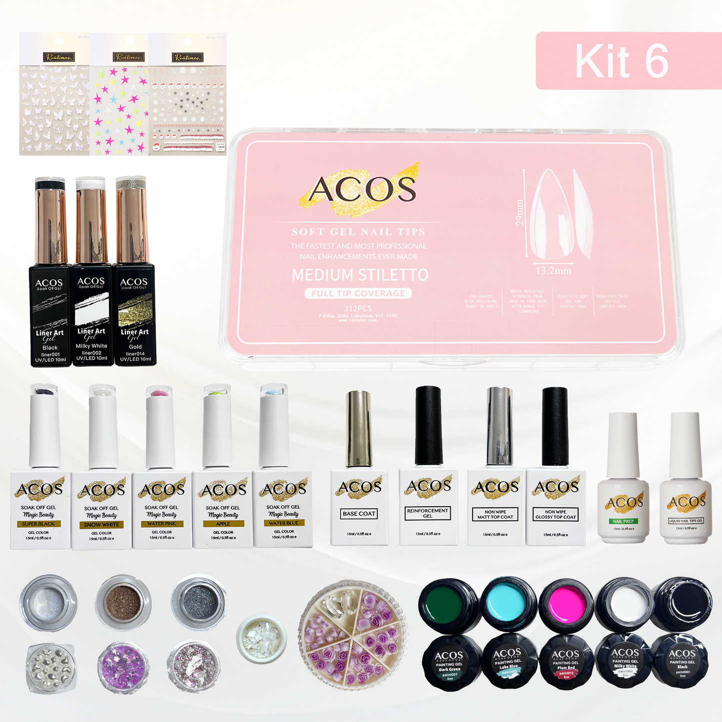 ACOS Soft Gel Press On Nail Kit (Full Nail Art Kit #001) - Lashmer