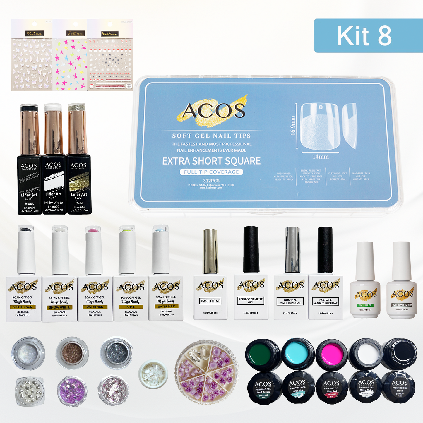 ACOS Soft Gel Press On Nail Kit (Full Nail Art Kit #001) - Lashmer