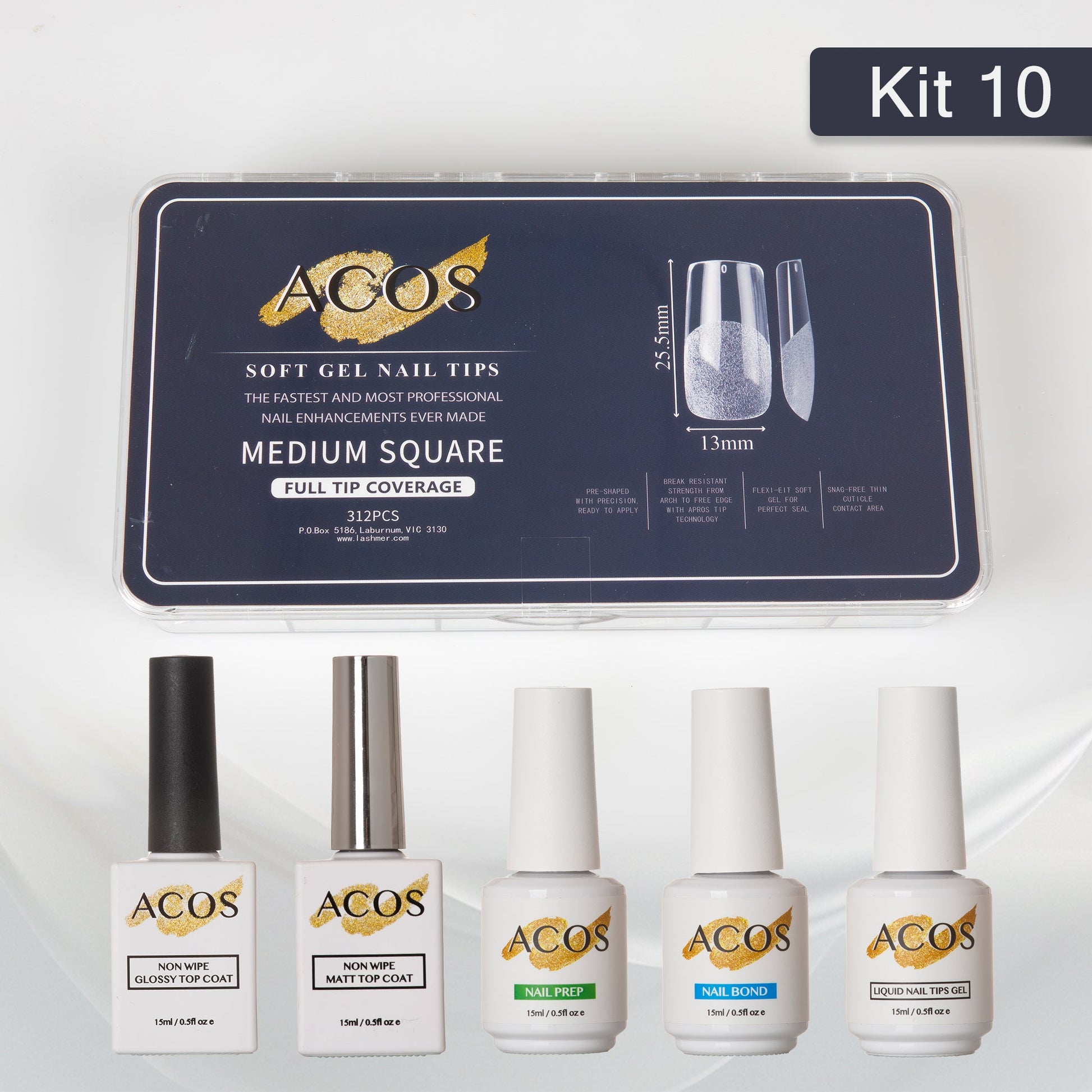 ACOS Soft Gel Press On Nail Kit (5 bottles) - Lashmer