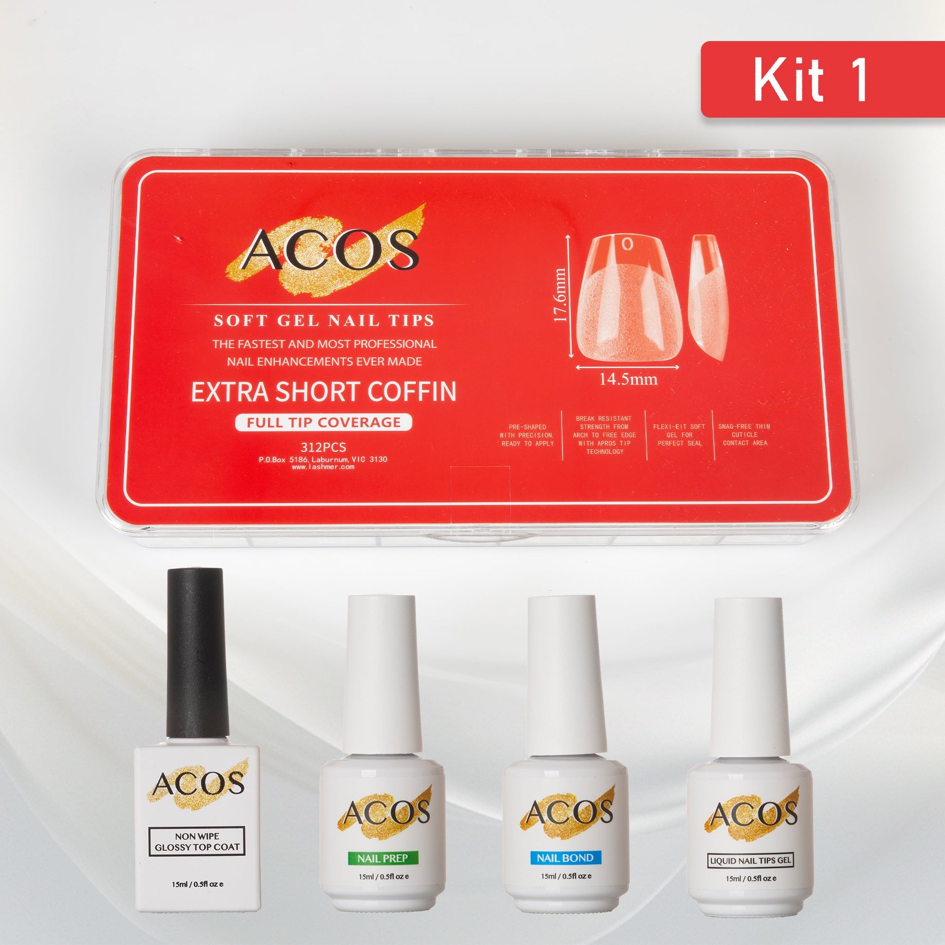 ACOS Soft Gel Press On Nail Kit (4 bottles) - Lashmer