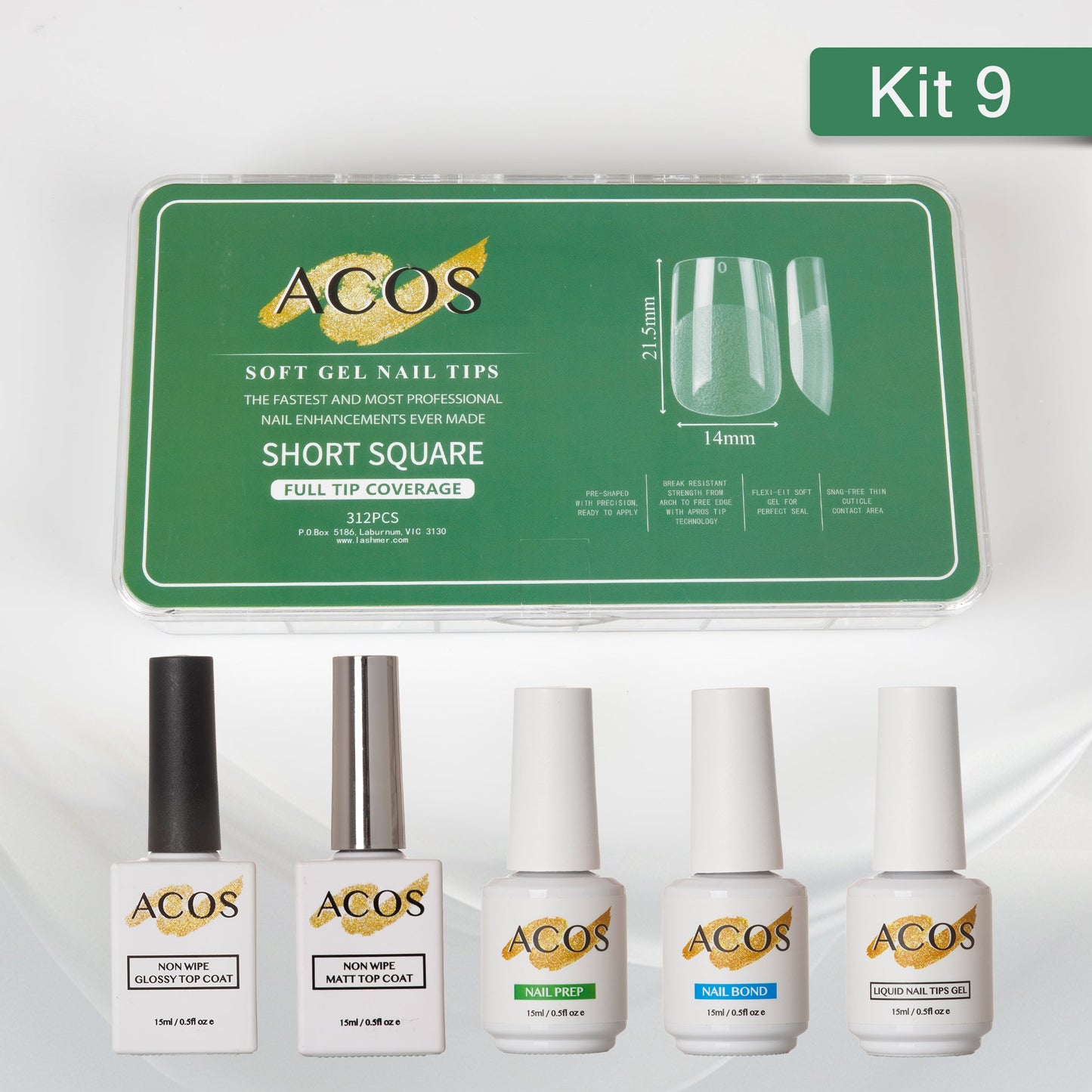 ACOS Soft Gel Press On Nail Kit (5 bottles) - Lashmer