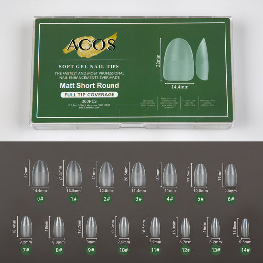 ACOS Soft Gel Nail Tips -Matt Short Round