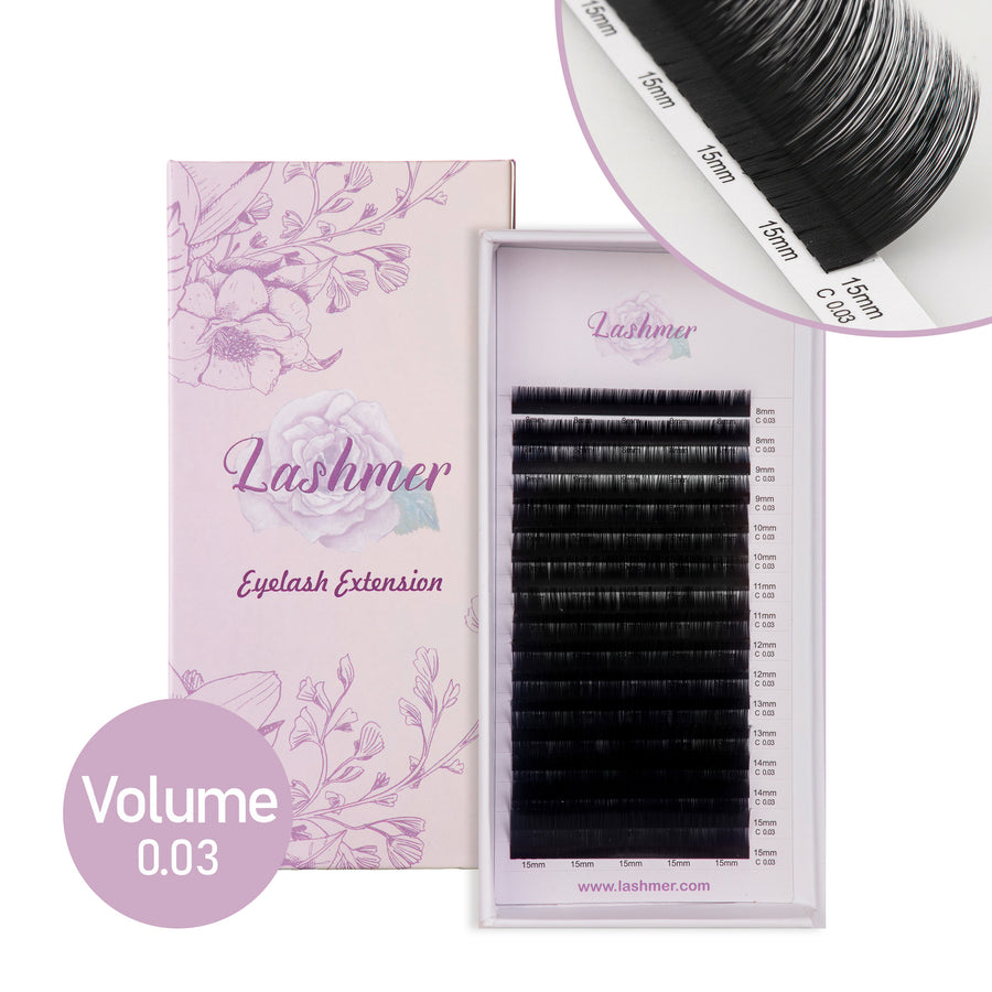 Matt Black Volume Lashes D Curl (0.03/0.05/0.07) 16 Lines