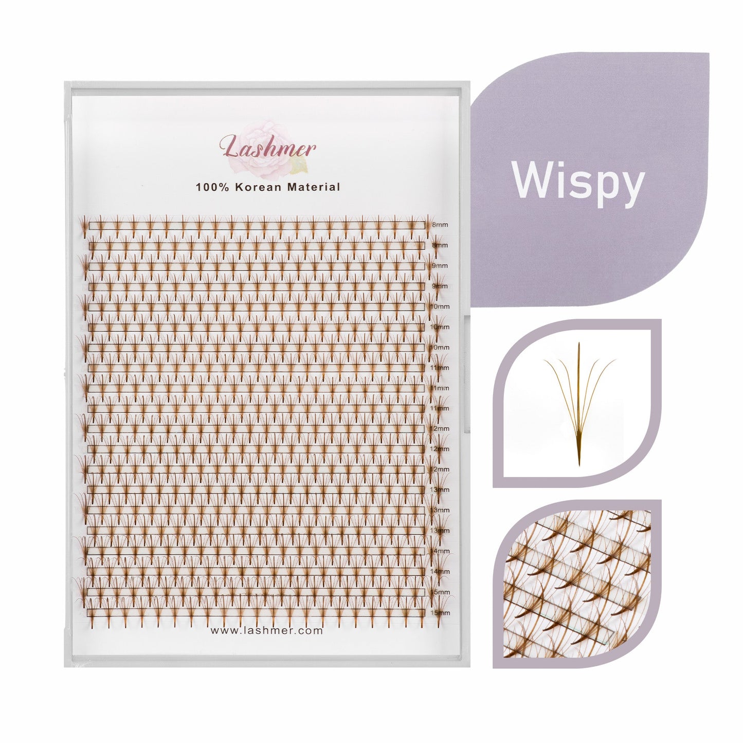 Lashmer 5D Brown Wispy Promade Fans (440 Fans)